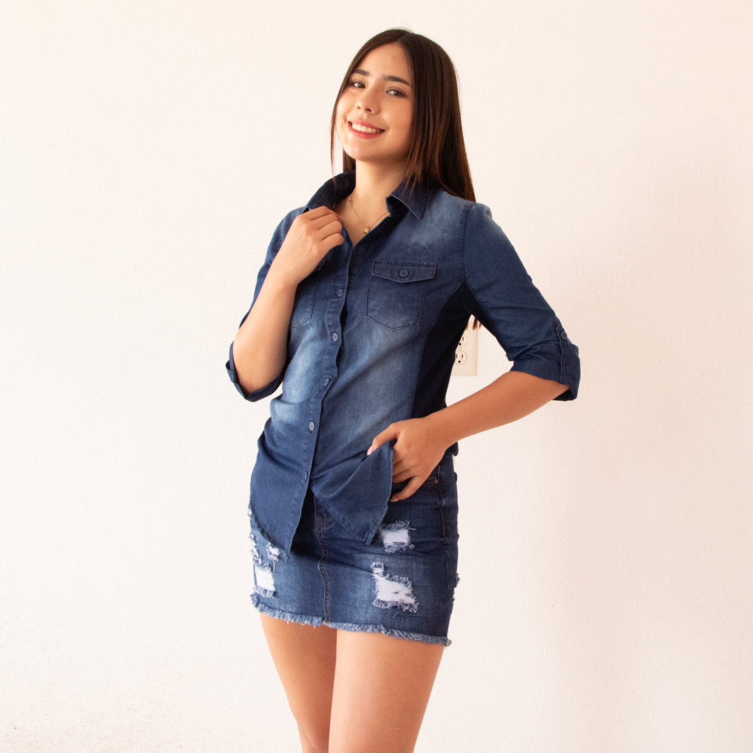 Camisa Fleur Azul Oscuro